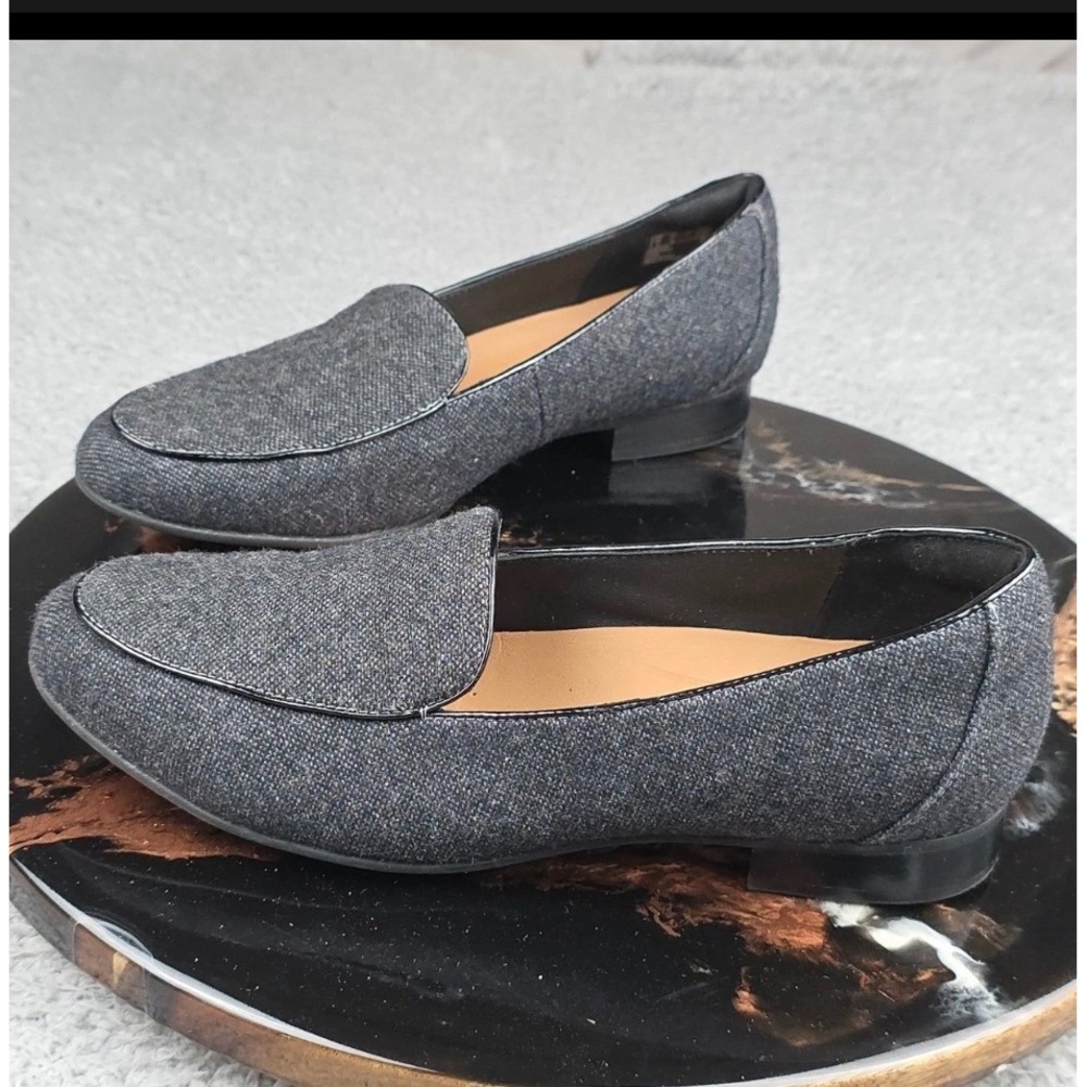 Clarks Unstructured Grey Fabric Loafers Almond Toe- Womens 9 26145589‎